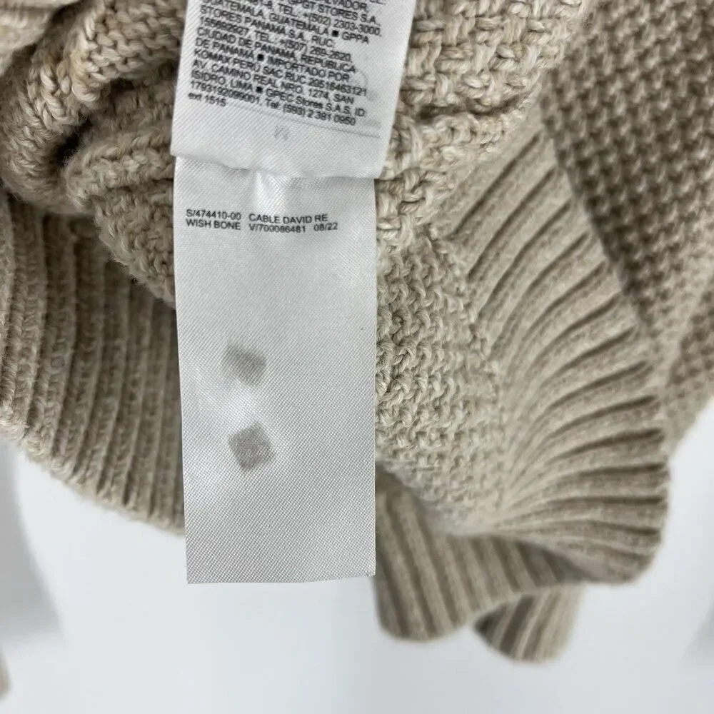 Old Navy Sweater Size Medium Cable Knit Fisherman Natural Beige Pullover Crew